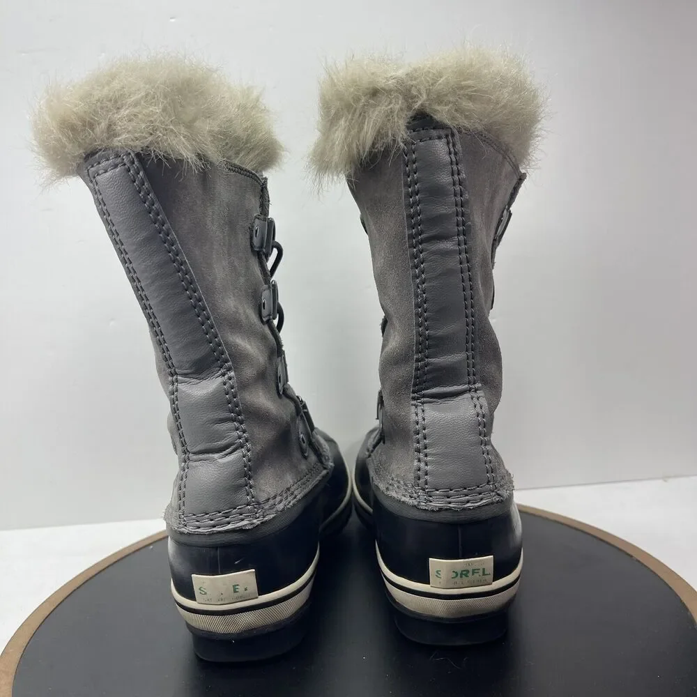SOREL Joan of Arctic Winter Boots Women Sz 5 Gray Faux‎ Fur Insulated Waterproof